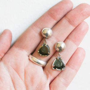 Green Tourmaline Earrings - 14K Tourmaline Earrings - .925 Sterling Silver - Ready to Ship - OOAK