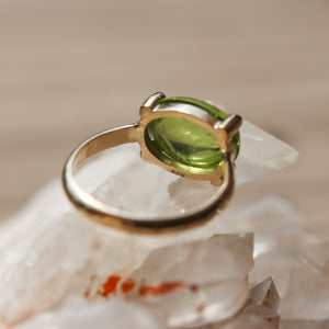 Peridot Ring - 14K Peridot Ring - Gold Prong Ring - August Birthstone - Goldsmith