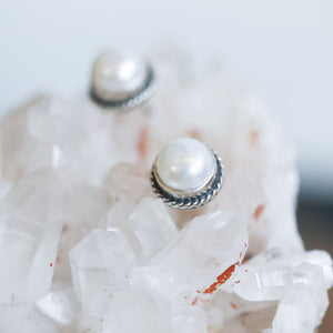 Sterling Silver Freshwater Pearl Earrings – Silversmith Boho Posts