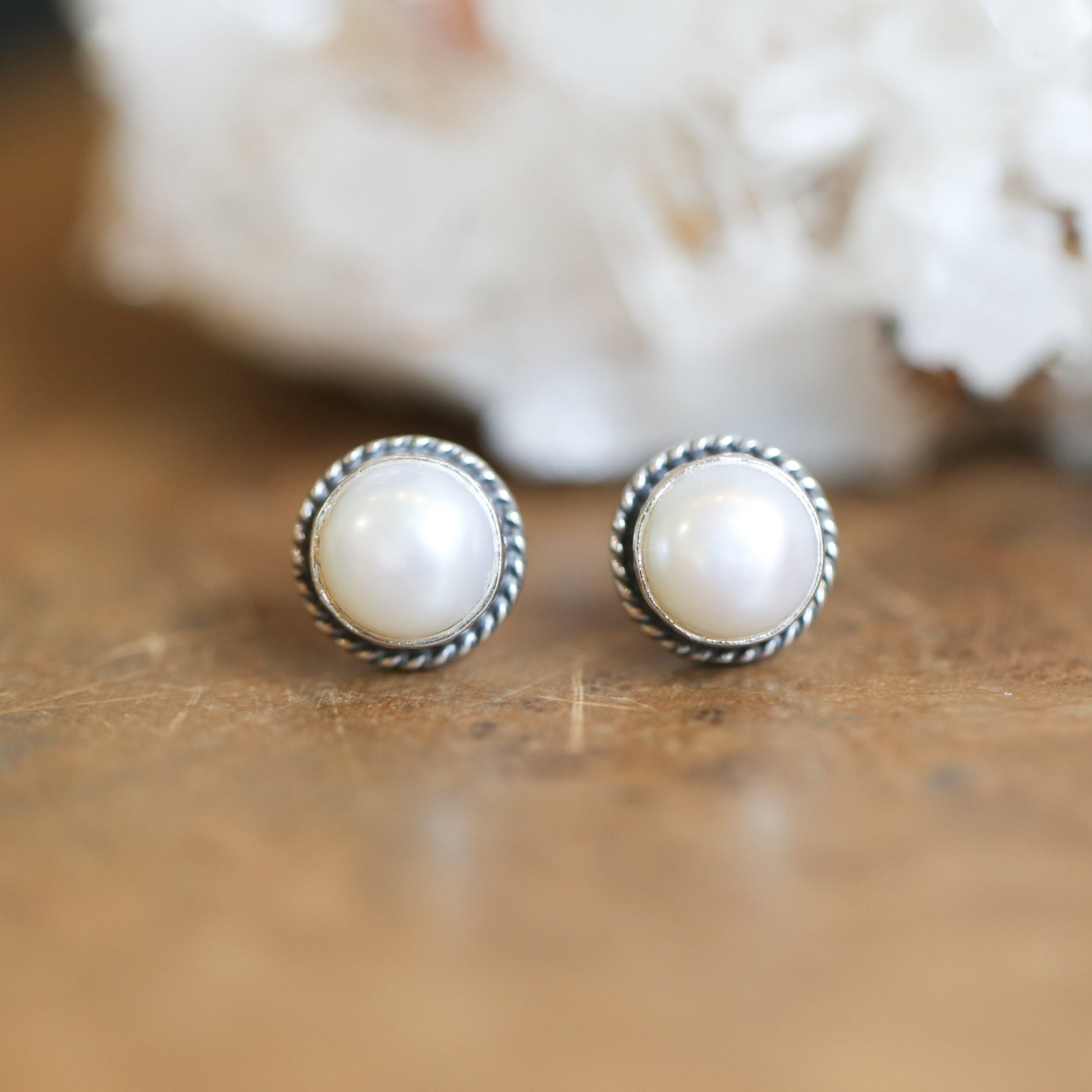 Sterling Silver Freshwater Pearl Earrings – Silversmith Boho Posts