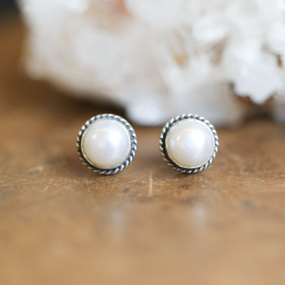 Sterling Silver Freshwater Pearl Earrings – Silversmith Boho Posts