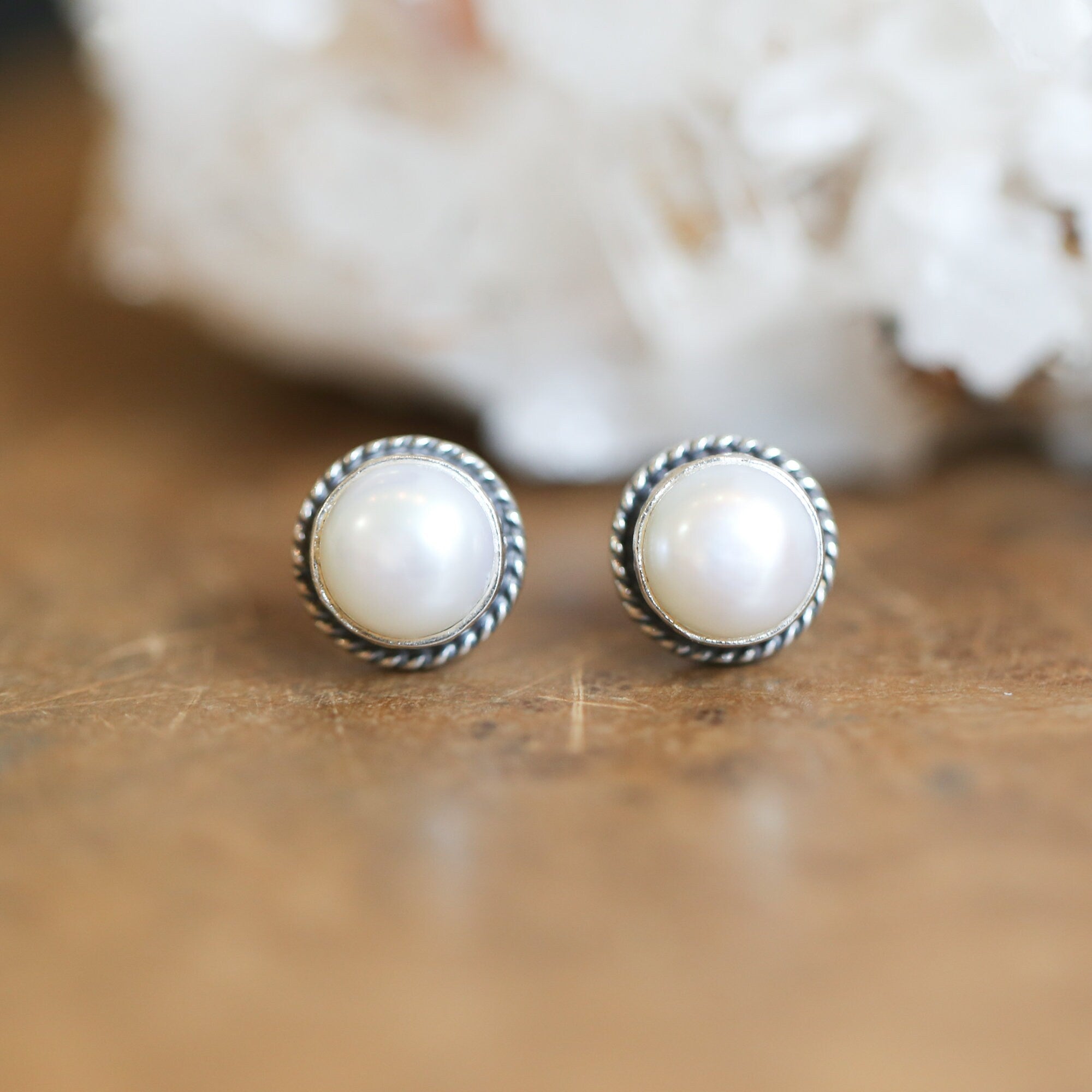 Freshwater Pearl Posts - Traditional Pearl Posts - Boho Pearl Posts - Silversmith Earrings