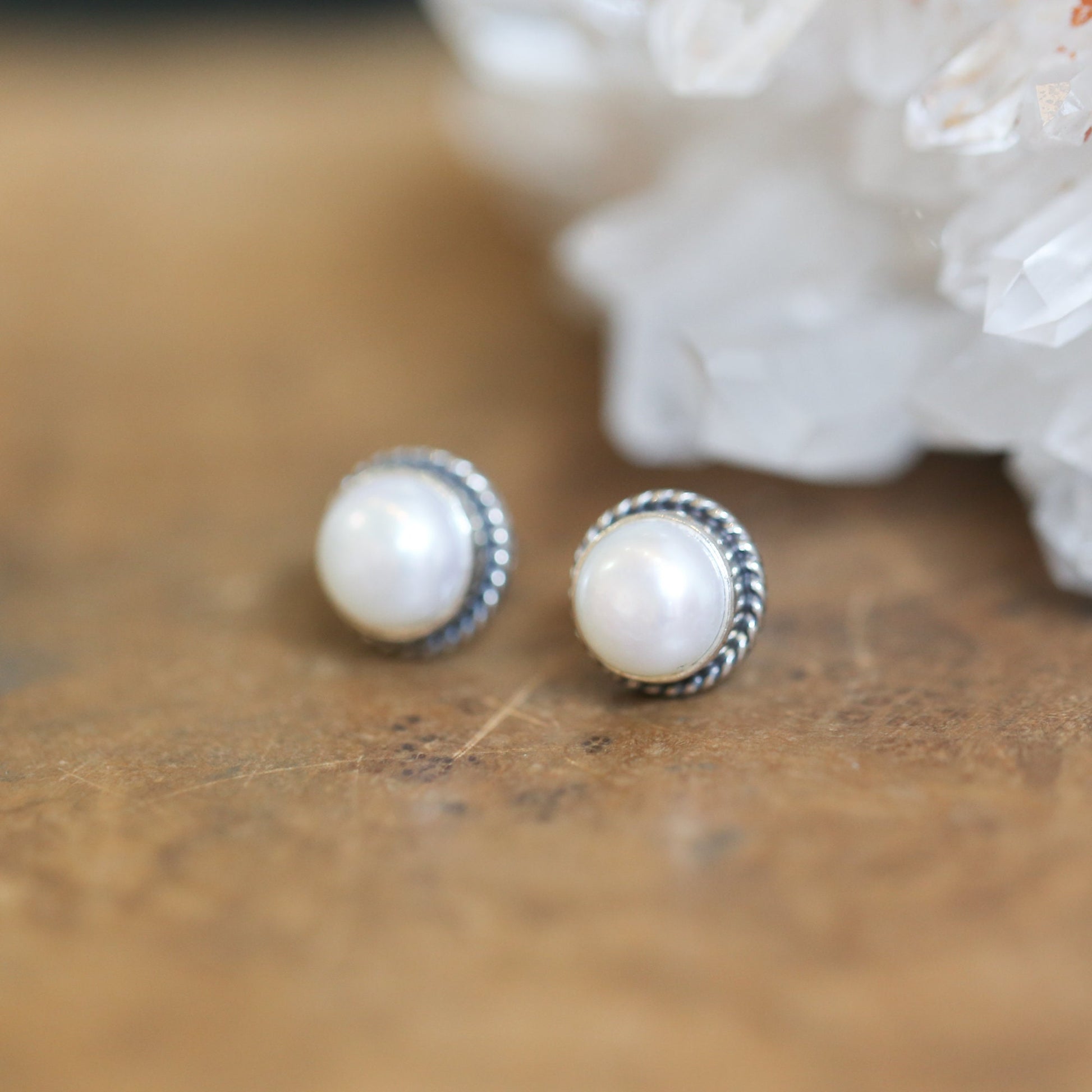 Sterling Silver Freshwater Pearl Earrings – Silversmith Boho Posts