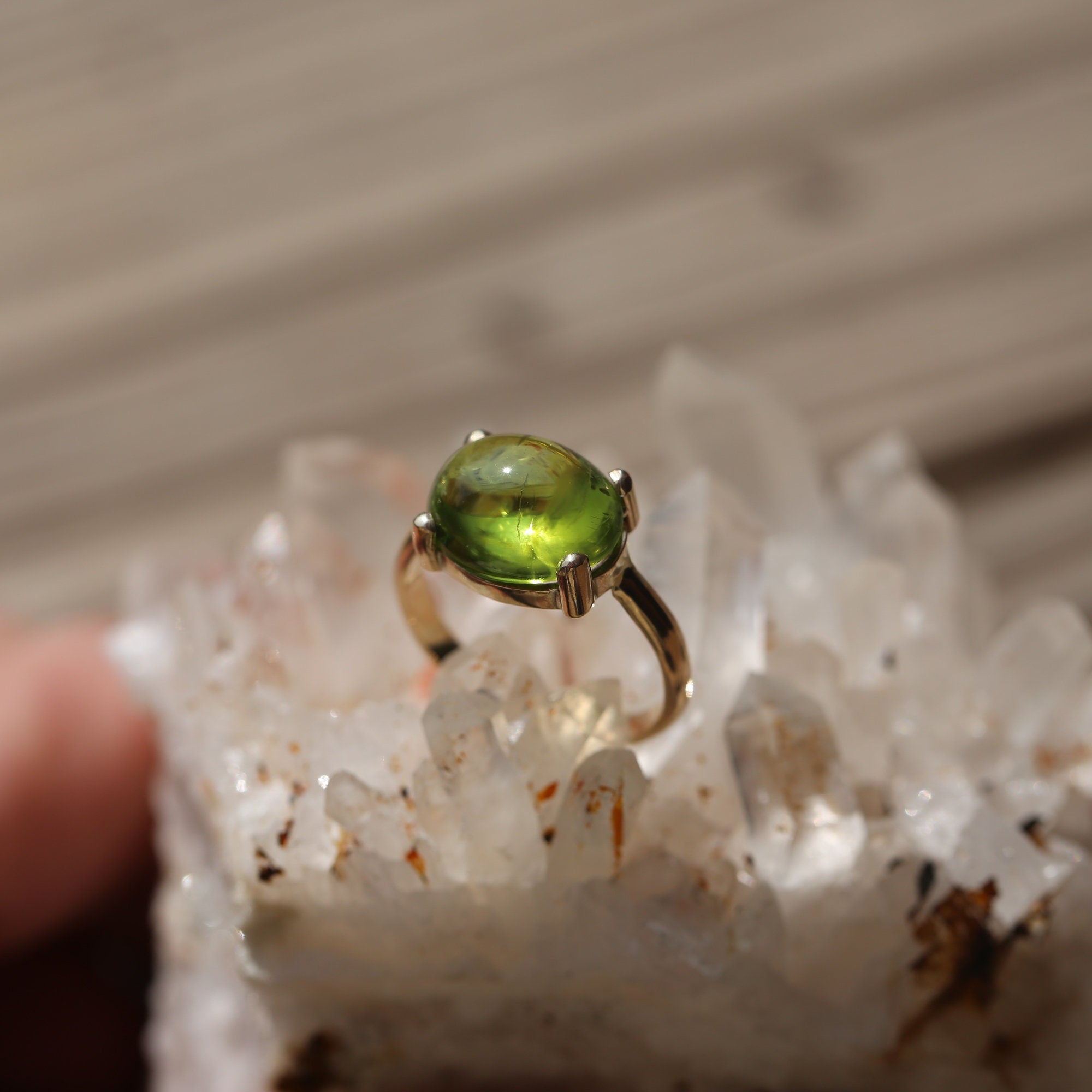 Peridot Ring - 14K Peridot Ring - Gold Prong Ring - August Birthstone - Goldsmith