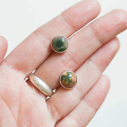 Ocean Jasper Sterling Silver Studs - Silversmith Post Earrings