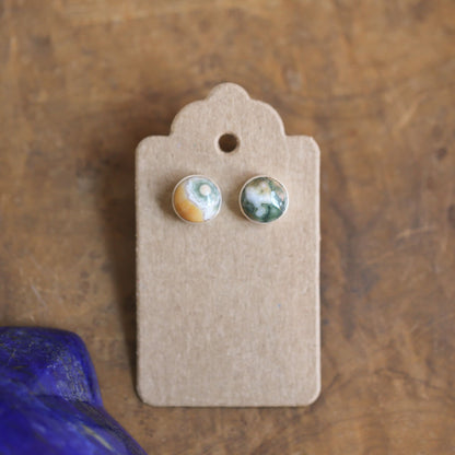 Ocean Jasper Sterling Silver Studs - Silversmith Post Earrings