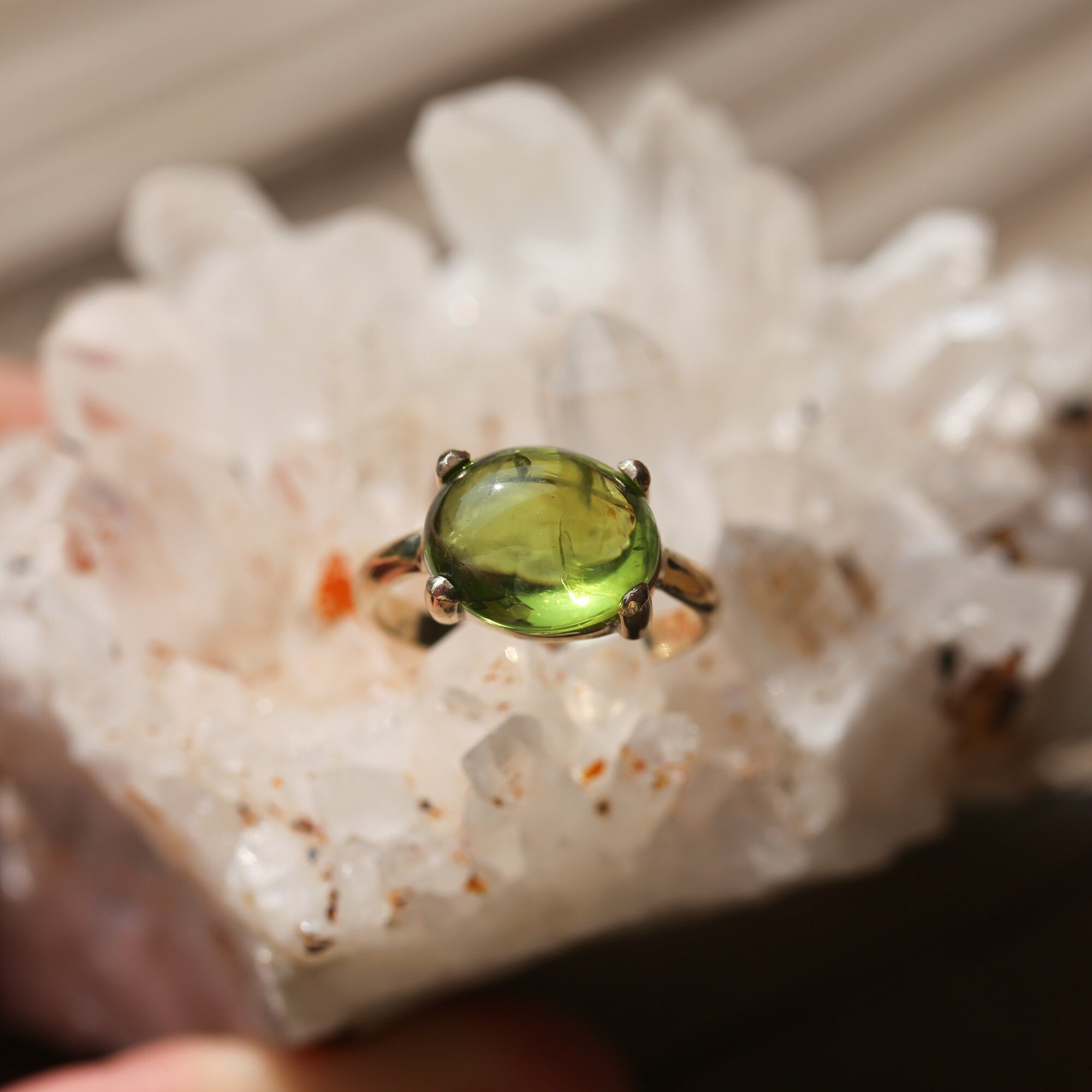 Peridot Ring - 14K Peridot Ring - Gold Prong Ring - August Birthstone - Goldsmith