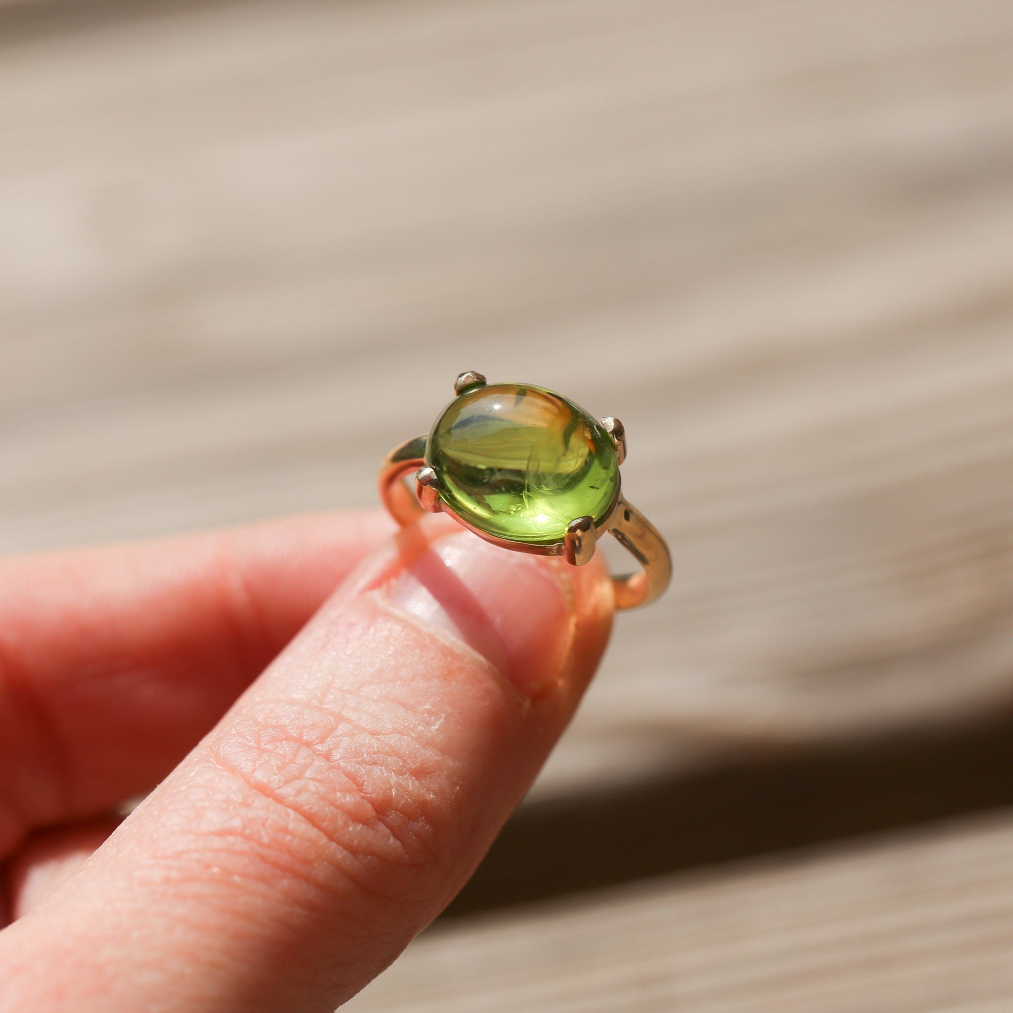 Peridot Ring - 14K Peridot Ring - Gold Prong Ring - August Birthstone - Goldsmith