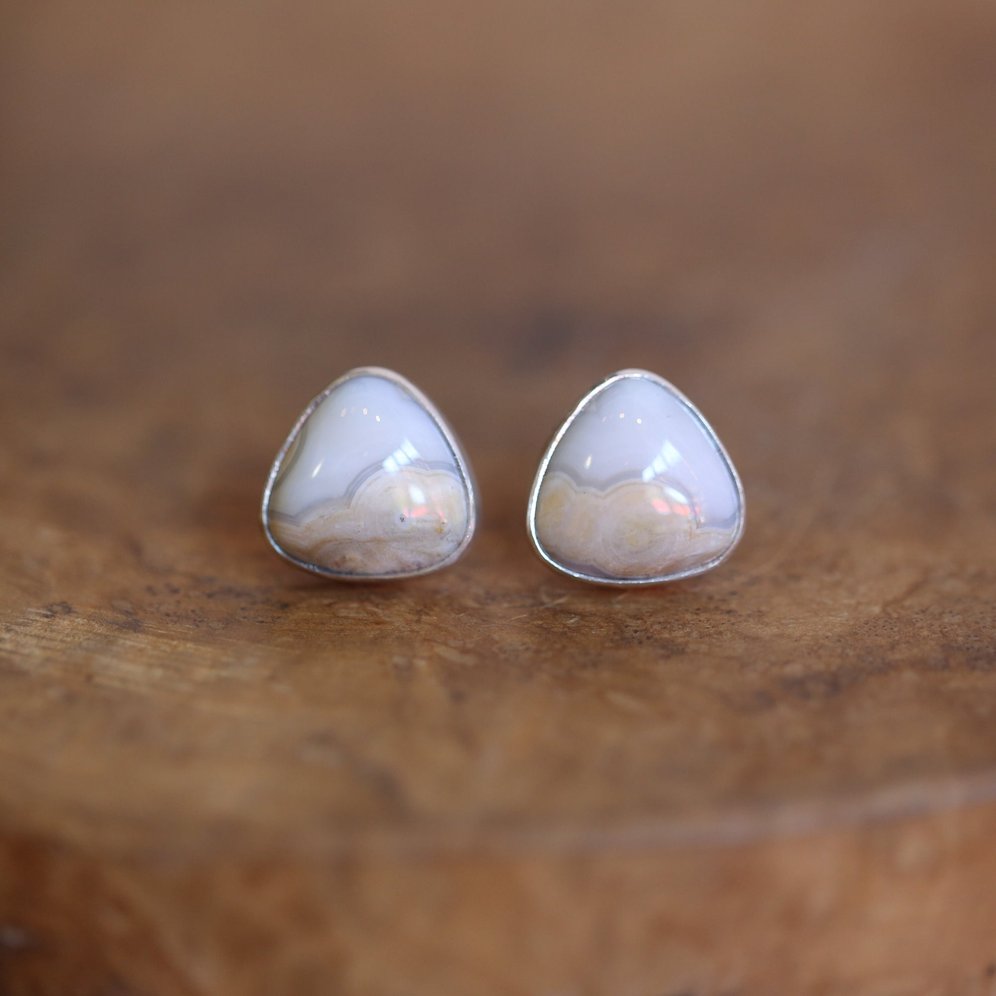 Ocean Jasper Posts - Ready to Ship - Triangle Shape - Sterling Silver