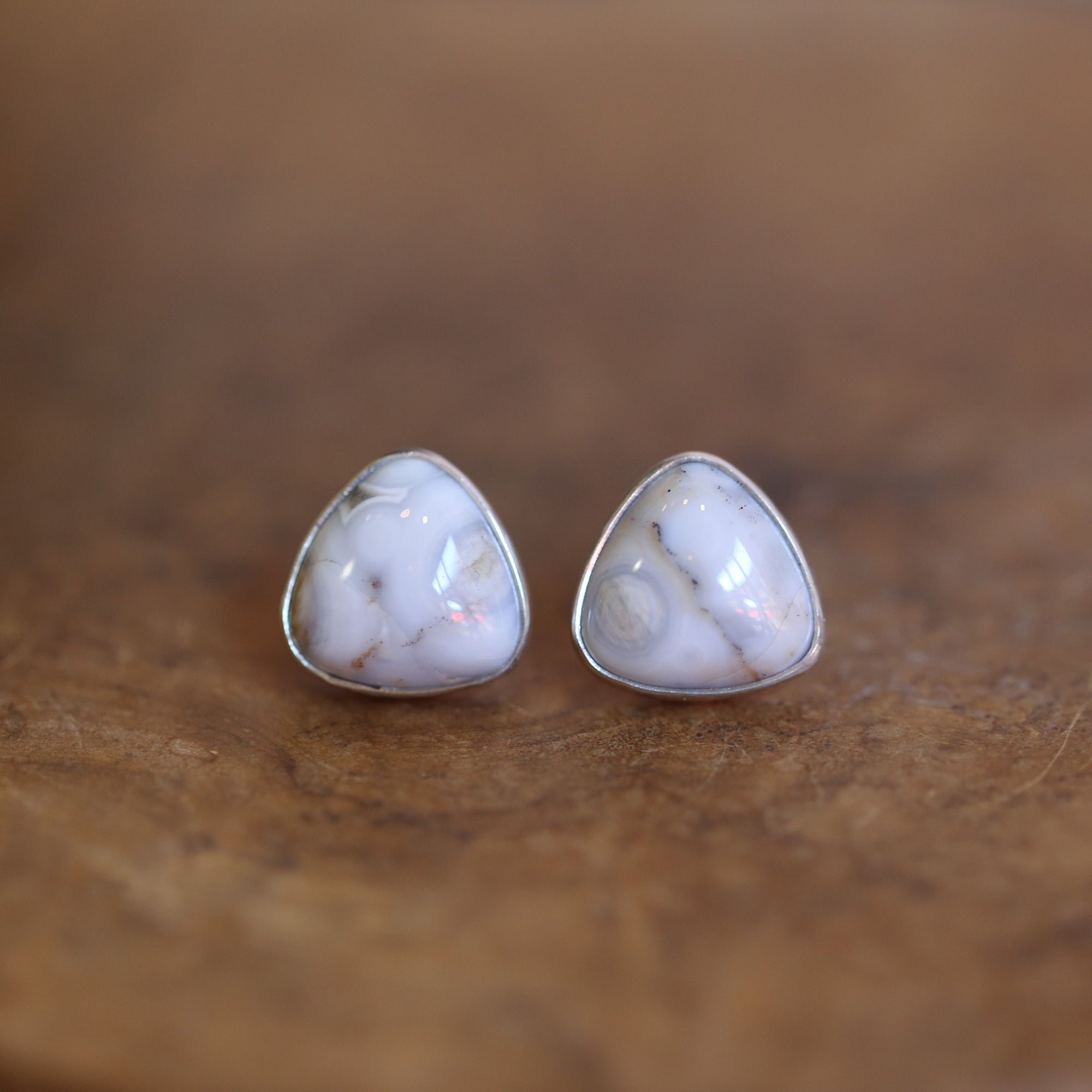 Ocean Jasper Posts - Ready to Ship - Triangle Shape - Sterling Silver