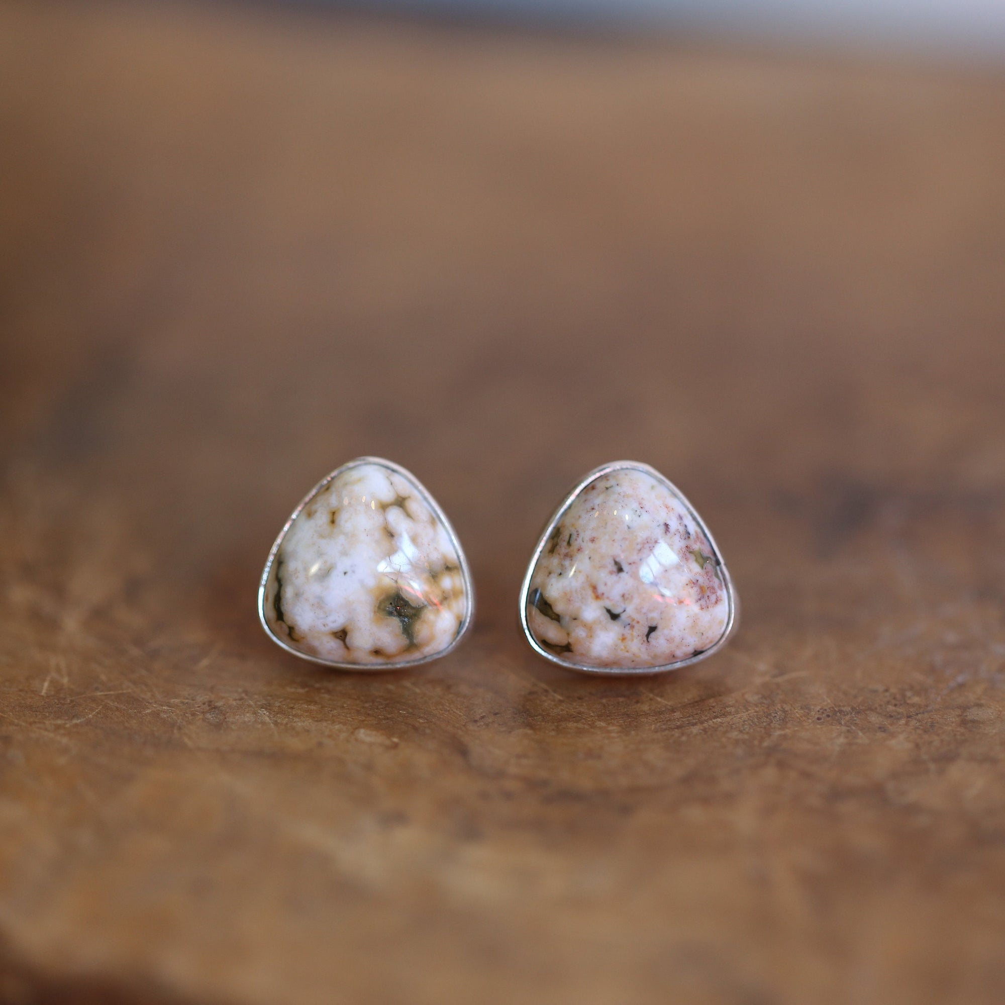 Ocean Jasper Posts - Ready to Ship - Triangle Shape - Sterling Silver