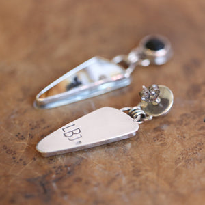 Dendritic Agate Sterling Silver Drop Earrings - Black Agate Posts