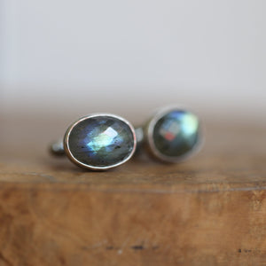 Labradorite Cufflinks - Faceted Flashy Labradorite Cuff Links - .925 Sterling Silver