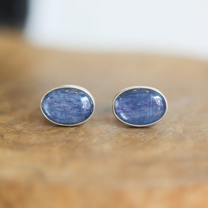 Kyanite Cuff Links - .925 Sterling Silver Cufflinks - Silversmith - Blue Kyanite Cufflinks
