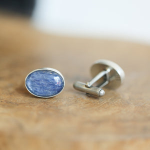 Kyanite Cuff Links - .925 Sterling Silver Cufflinks - Silversmith - Blue Kyanite Cufflinks