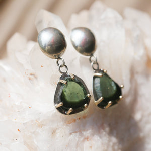 Green Tourmaline Earrings - 14K Tourmaline Earrings - .925 Sterling Silver - Ready to Ship - OOAK