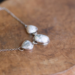 Choose your Ocean Jasper 3-Stone Necklace – Sterling Silver Statement Pendant