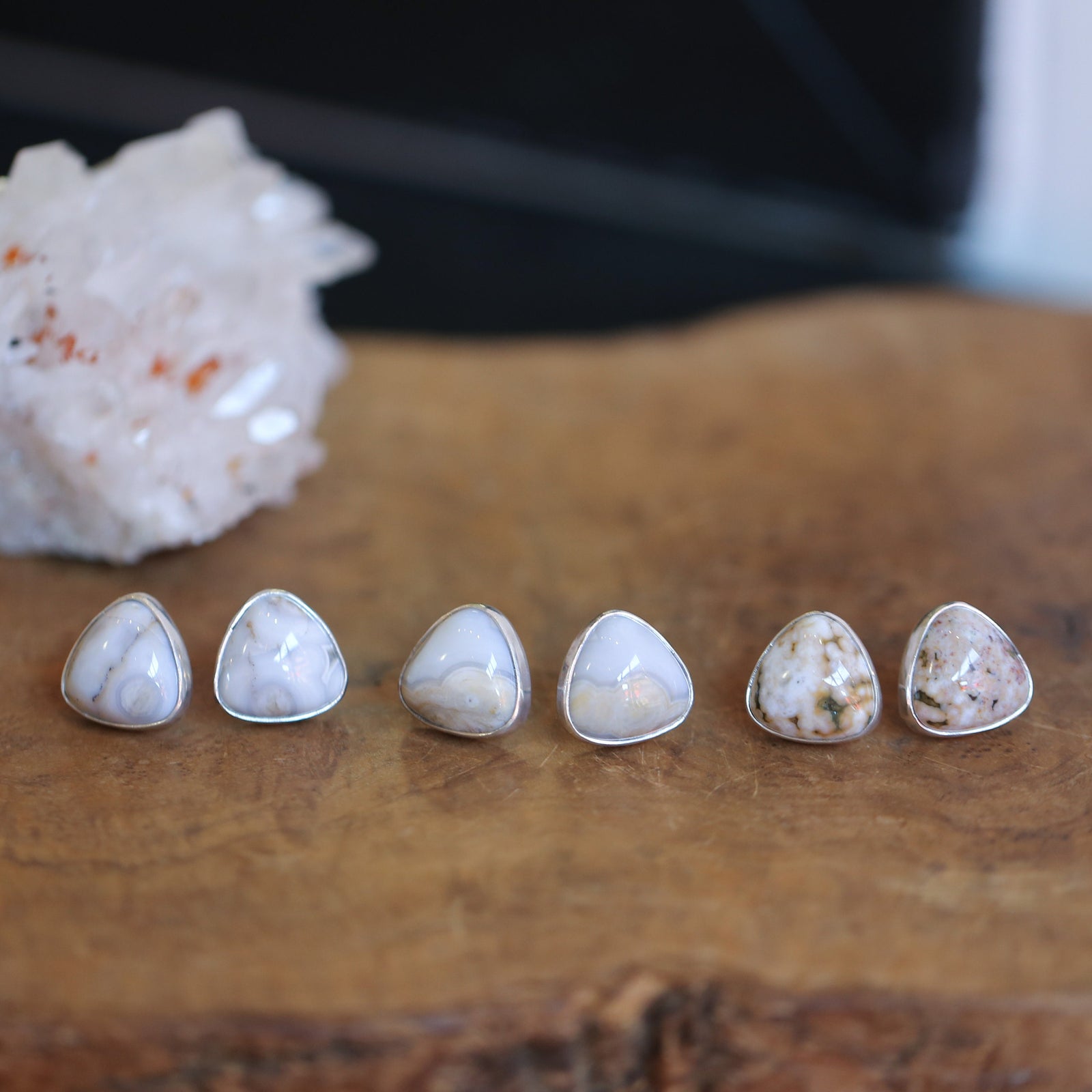 Ocean Jasper Posts - Ready to Ship - Triangle Shape - Sterling Silver