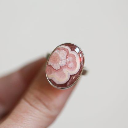 Rhodochrosite Ring - .925 Sterling Silver Ring - Rhodochrosite Boho Statement Ring