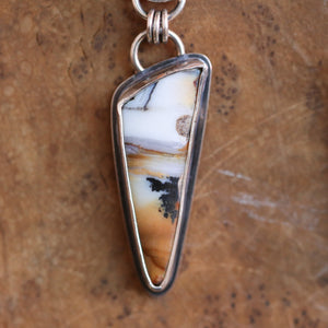 Dendritic Agate Sterling Silver Drop Earrings - Black Agate Posts