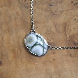 Custom Ocean Jasper East-West Center Stone Necklace - .925 Silversmith