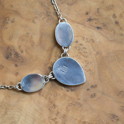 Blue Lapis Lazuli Sterling Silver 3-Stone Pendant Necklace