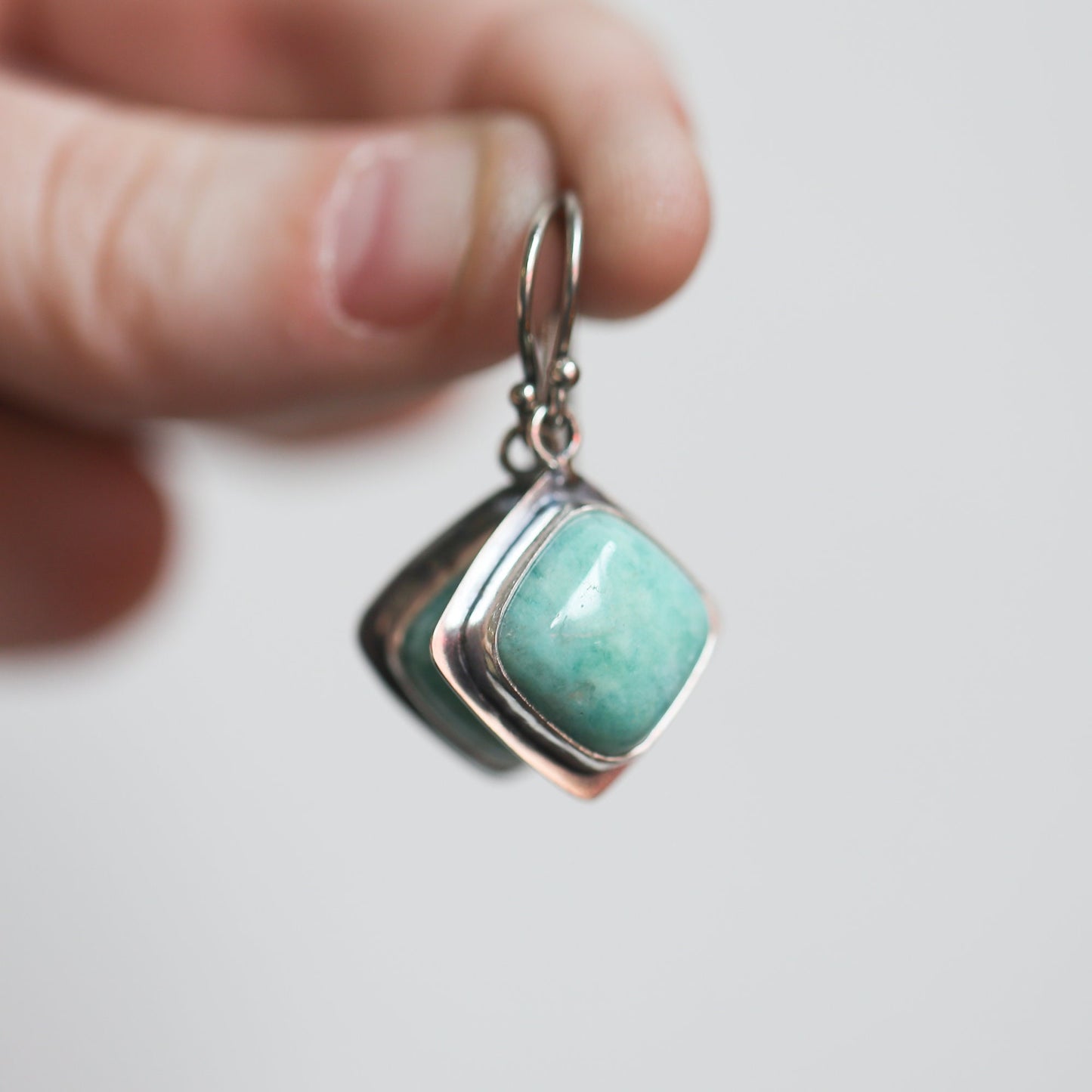 Amazonite Sterling Silver Drop Earrings - Silversmith Jewelry
