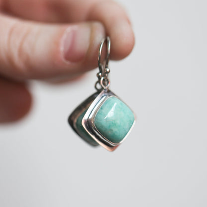 Amazonite Sterling Silver Drop Earrings - Silversmith Jewelry