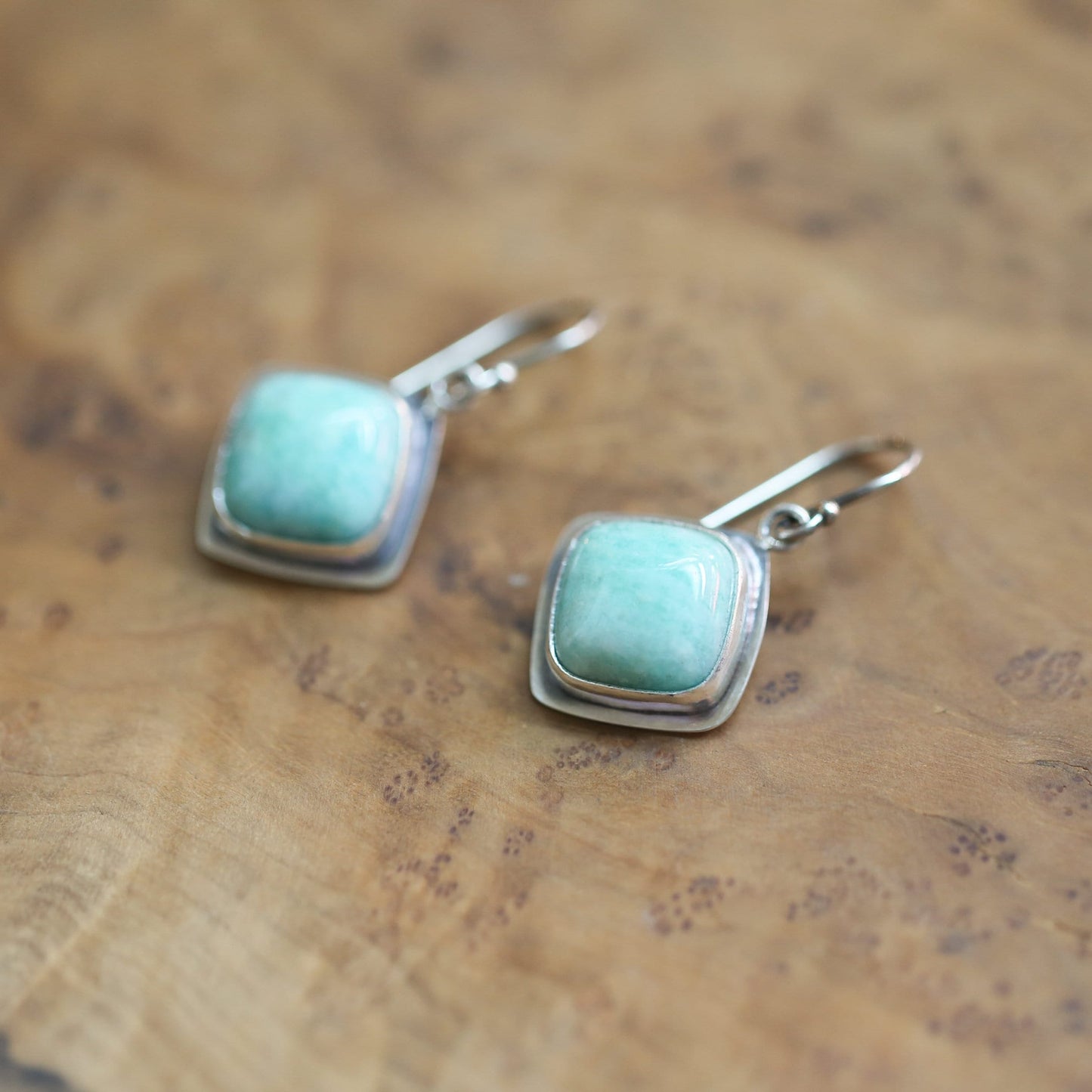 Amazonite Sterling Silver Drop Earrings - Silversmith Jewelry