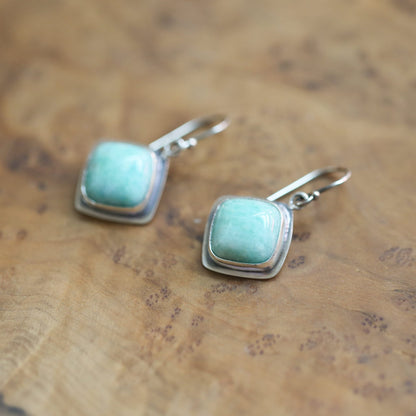 Amazonite Sterling Silver Drop Earrings - Silversmith Jewelry