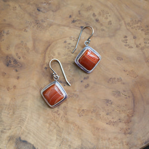 Sterling Silver Banded Red Agate Drop Earrings – Silversmith Jewelry