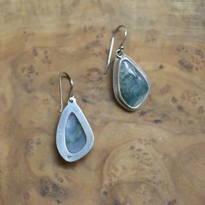 Moss Agate Drop Earrings - Moss Agate Earrings - Choose your Stone - Sterling Silver