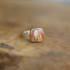 Ready to Ship - Red Creek Jasper Ring - 18K Solid Gold Bezel - Size 5.5 - .925 Sterling Silver Ring