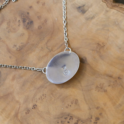 Ocean Jasper Necklace - BIG Ocean Jasper East West Pendant - Sterling Silver Chain