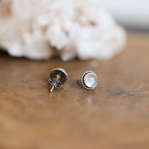 Rose Quartz Traditional Posts - Sterling Silver Posts - Pink Studs - Rose Quartz Earrings
