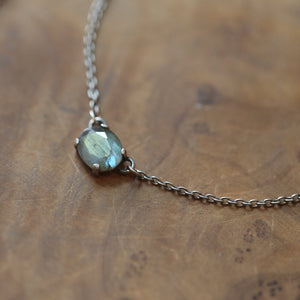 Ready to Ship - Dainty Labradorite Pendant - .925 Sterling Silver - Labradorite Preppy Prong Necklace