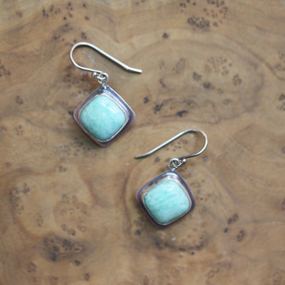 Amazonite Sterling Silver Drop Earrings - Silversmith Jewelry