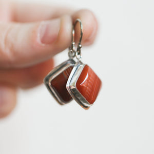 Sterling Silver Banded Red Agate Drop Earrings – Silversmith Jewelry