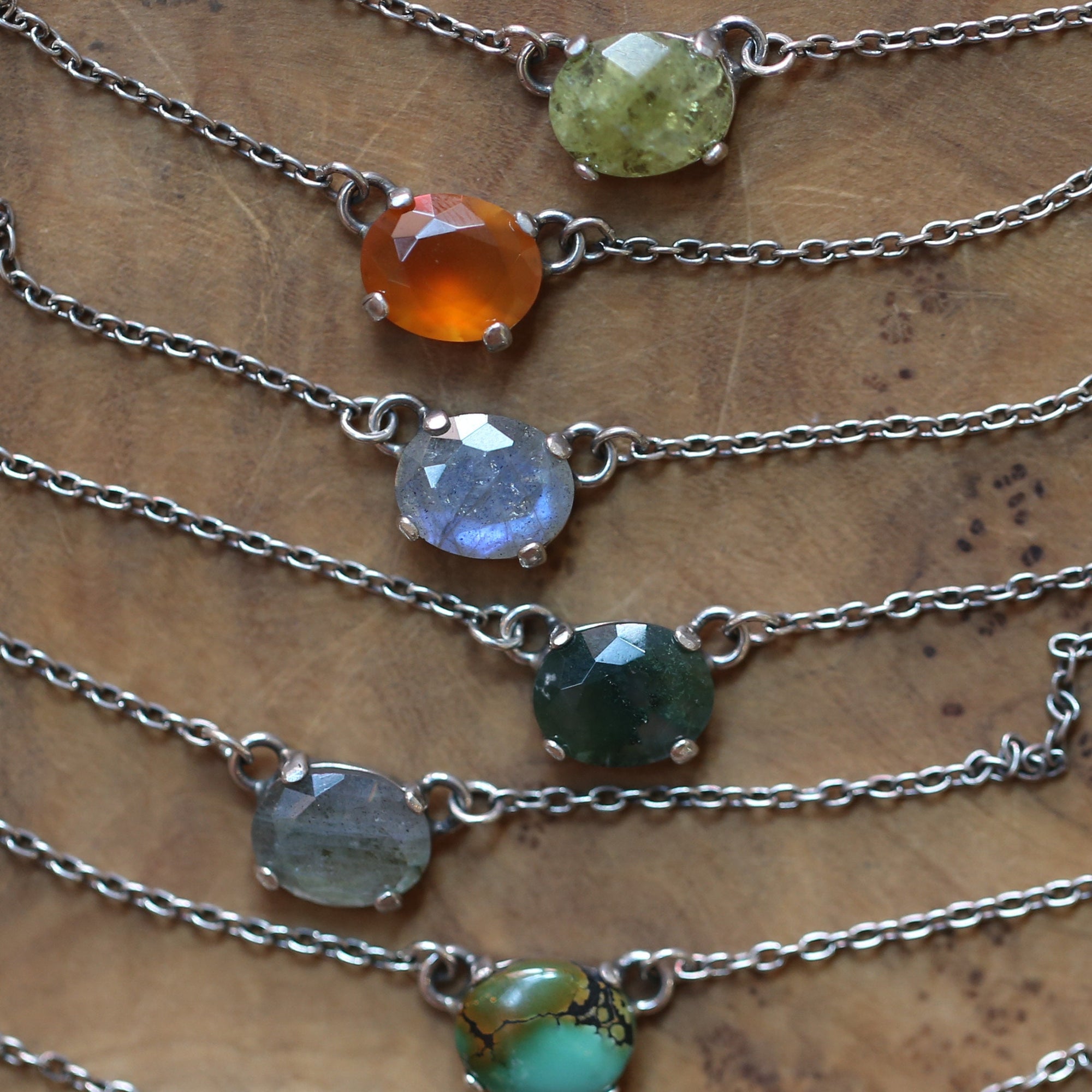 Moss Agate Pendant - .925 Sterling Silver - Rose Cut Moss Agate Necklace