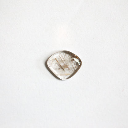 Copper Rutilated Quartz Pendant – Sterling Silver Necklace, Gold Detail