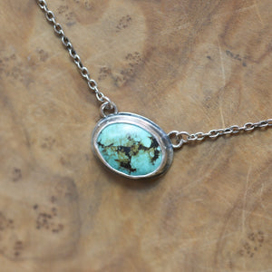 Turquoise Necklace - Small Turquoise Pendant with Chain - Ready to Ship - OOAK