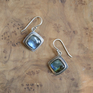 Labradorite Drop Earrings - .925 Sterling Silver - Labradorite Earrings - Sterling Silver