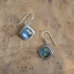 Labradorite Drop Earrings - .925 Sterling Silver - Labradorite Earrings - Sterling Silver