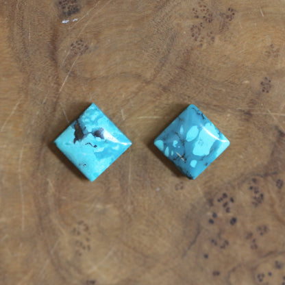 American Turquoise .925 Sterling Silver Dangle Earrings – Square Stone