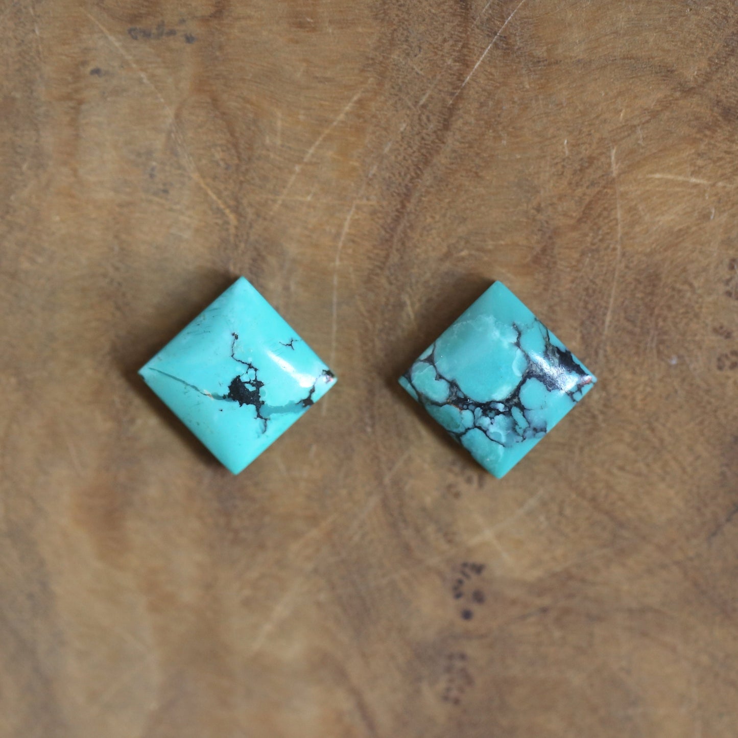 American Turquoise .925 Sterling Silver Dangle Earrings – Square Stone