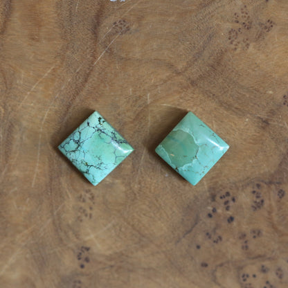 American Turquoise .925 Sterling Silver Dangle Earrings – Square Stone