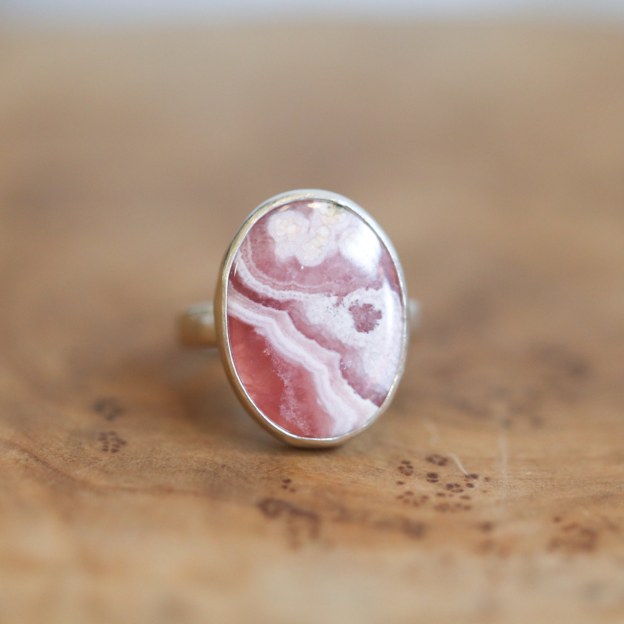 Rhodochrosite Ring - .925 Sterling Silver Ring - Ready to Ship
