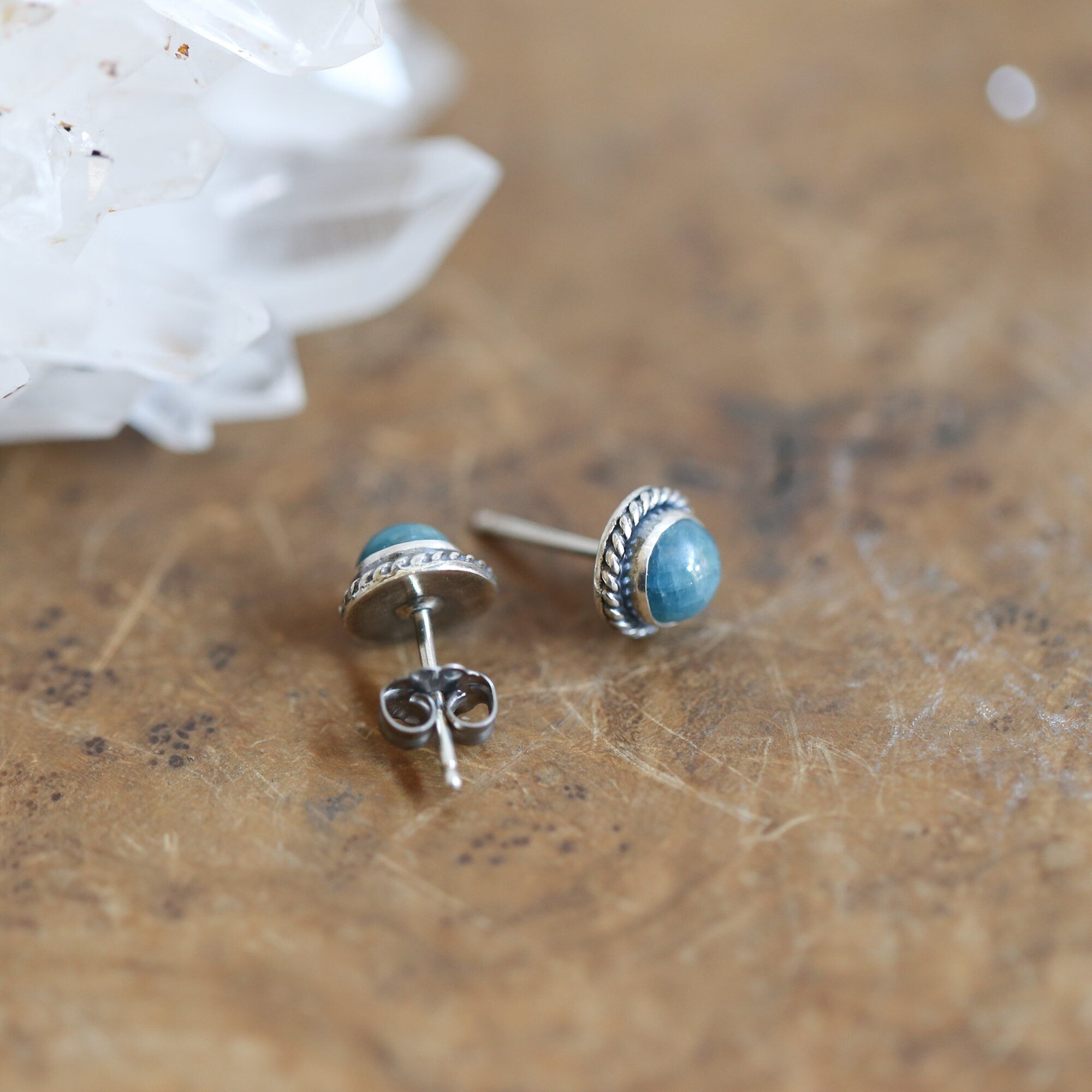 Apatite Traditional Posts - Apatite Studs - Sterling Silver