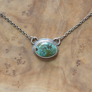 Turquoise Necklace with Chain - Sterling Silver