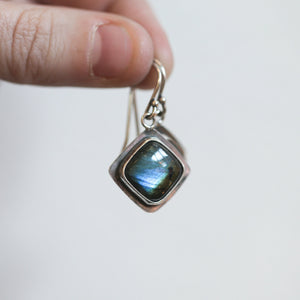 Labradorite Drop Earrings - .925 Sterling Silver - Labradorite Earrings - Sterling Silver